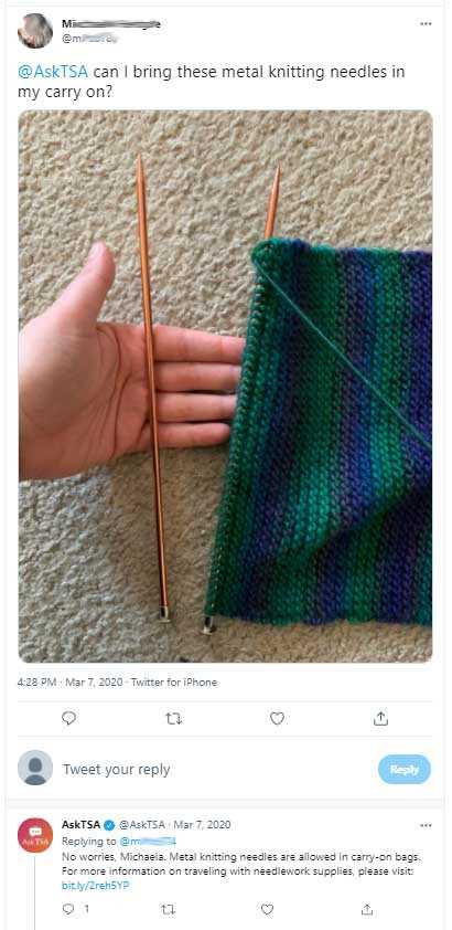 Can you bring knitting needles on a plane?