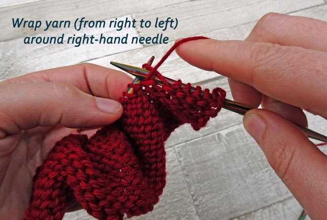 Guide on how to insert the needle through the stitch
