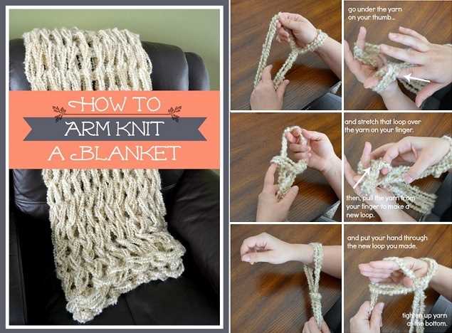 Learn how to arm knit a chunky blanket