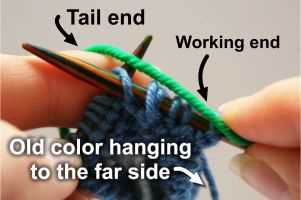 Learn how to weave in ends while changing colors in knitting